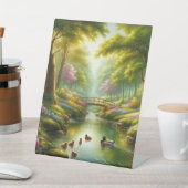 Lentebeek met eenden/bloemen reclamebord met voetstuk (Insitu)