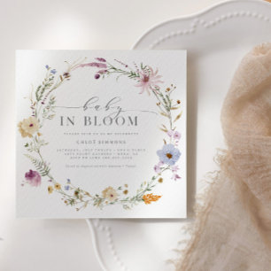 Lentebloem Baby in Bloom Vierkante Baby Shower Kaart