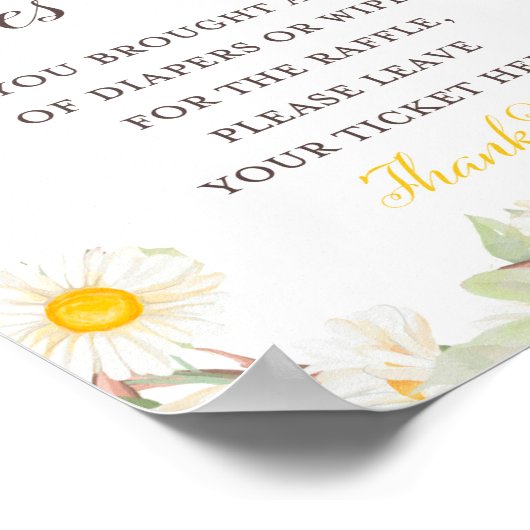 Lentebloem Baby Shower Bord Poster (Hoek)