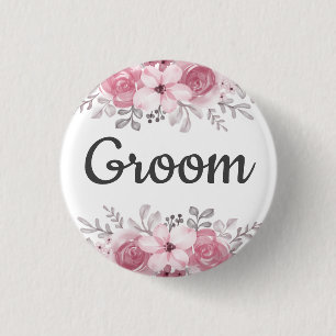 Lentebloem bruidegom huwelijk ronde button 3,2 cm