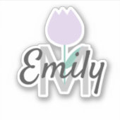 Lentebloem Monogram Aangepaste Naam Sticker (Voorkant)