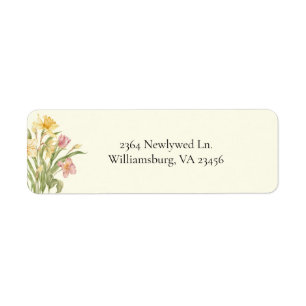 Lentebloem Narcis Trouwadreslabel Etiket