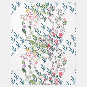 Lentebloemen + Blad Ontwerp Cadeau Fleece Deken