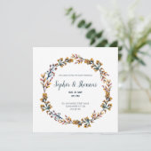 Lentebloemen bloem cirkel frame bruiloft kaart (Staand voorkant)