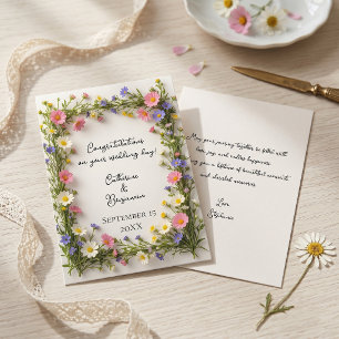 Lentebloemen border huwelijksgelukwensen kaart