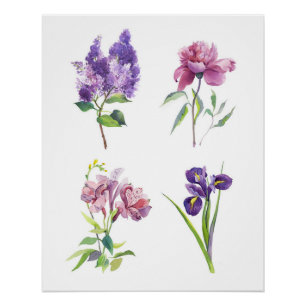 Lentebloemen Botanische Aquarel — Bloemstudie Perfect Poster