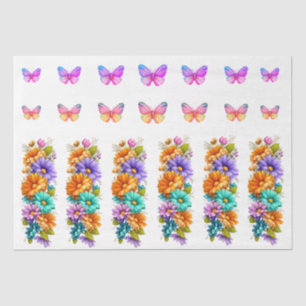 Lentebloemen en vlinders decoupage tissuepapier