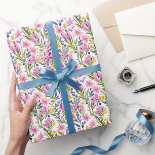 lentebloemen    pastelbloem Waterverf Cadeaupapier