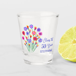 Lentebloemen Proost op 50 Jaar Verjaardag Shot Glas
