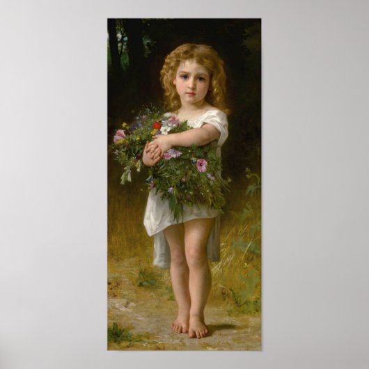 Lentebloemen van William Bouguereau Poster (Voorkant)
