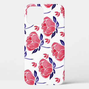Lentebloemen, waterverf naadloos patroon. iPhone 12 hoesje