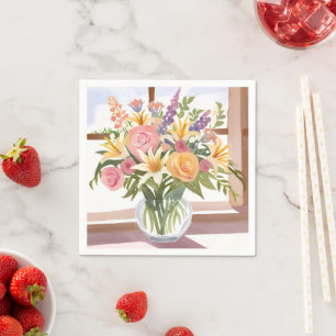 Lentebloemenboeket Mooie bloemencard Servet