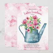 Lentebloemstuk in gietkan Uitnodiging voor lunch (Voorkant / Achterkant)