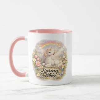 Lentebloesem Eenhoorn Mok | Pastel Cottage bloemen