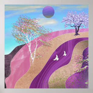 Lentebloesem Landschap Poster