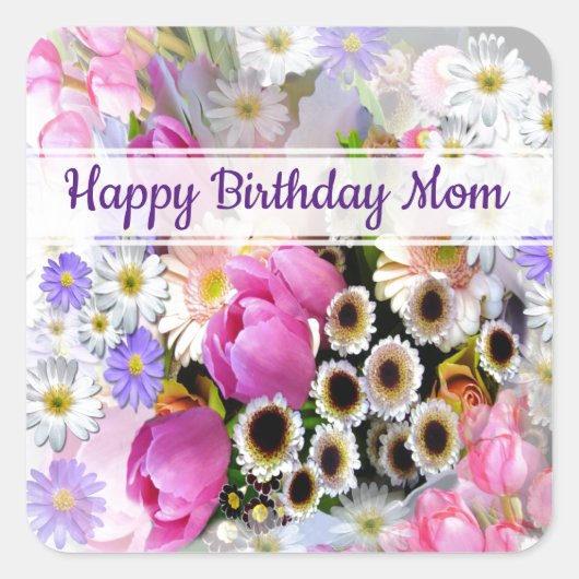 Lenteboeket Vierkante Sticker (Voorkant)