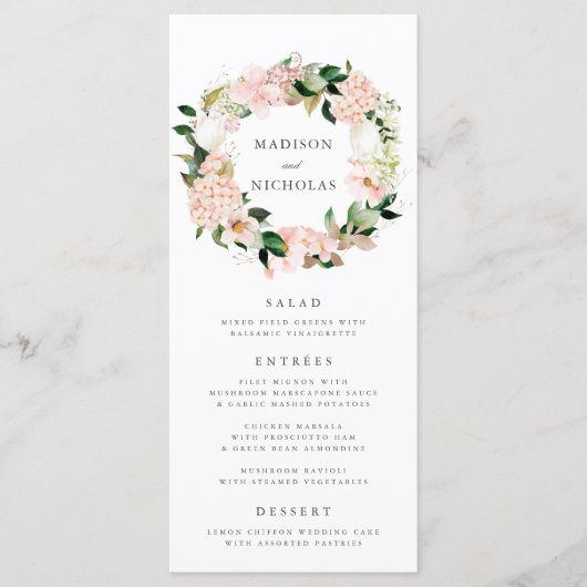 Lentebruidsmenu met bloemendesign menu (Voorkant)