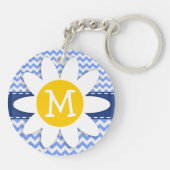 lentedagen; Blue Chevron Pattern Sleutelhanger (Achterkant)