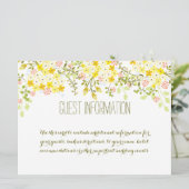 Lenteglans Geel Bloem Bruiloft Info Kaart (Staand voorkant)