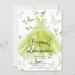 Lentegroene Vlinderdansjurk Quinceañera Kaart