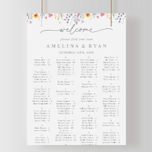 Lentekleur Bloemen Alfabetische Zitplaatskaart Poster
