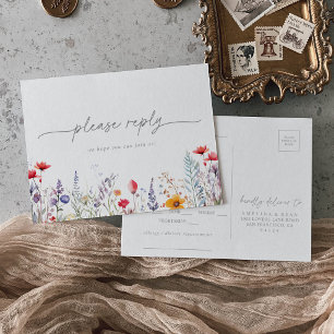 Lentekleur wilde bloem menu keuze RSVP briefkaart