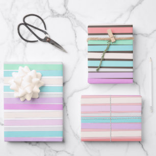 Lentekleuren in strepen inpakpapier vel