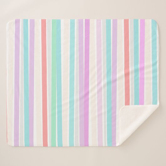Lentekleuren in strepen sherpa deken (Voorkant (horizontaal))