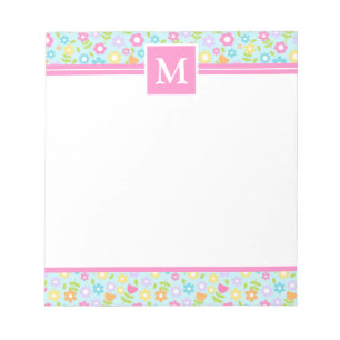 Lentekleurrijke bloemen monogram notitieblok