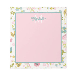 Lentekottbloemen Monogram Notitieblok