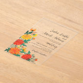 Lentekrans van Pastel Dahlia Wilde Bloemen Bruilof Acryl Uitnodigingen (Laagn)