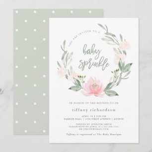 lentekrans Waterverf Floral Baby Sprinkle Kaart