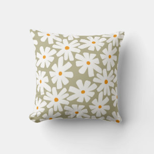 Lentekransen bloemmotief retro patroon saliegroen kussen