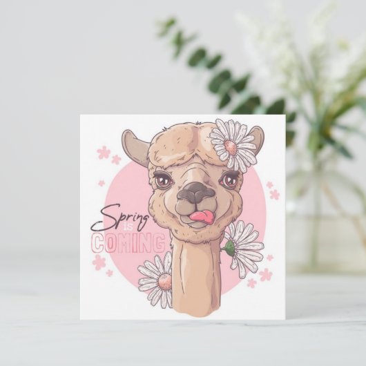 Lentelama Feestdagenkaart (Staand voorkant)