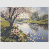 Lentelandschap Bloeiende Boom Decoupage Tissuepapier (Voorkant)