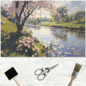 Lentelandschap Bloeiende Boom Decoupage Tissuepapier