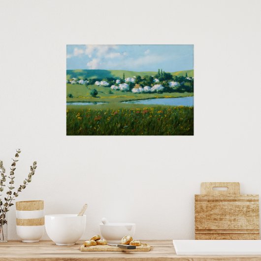 Lentelandschap met een Pond Stanisław Witkiewicz Poster (Keuken)