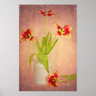 Lentelentebloemen met textuur poster