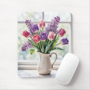 Lentelilacs en tulpenboeket muismat