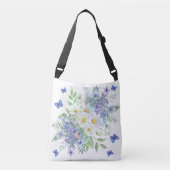  lentemadeliefjes, blauwe bloemen & vlinders crossbody tas (Voorkant)