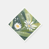 Lentemadeliefjes | Waterverf Witte Bloementuin Servet (Hoek)