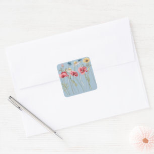 Lentemakbloemen weideblauw vierkante sticker