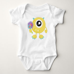 lentemonster, geel monster, bloemen, paarden romper