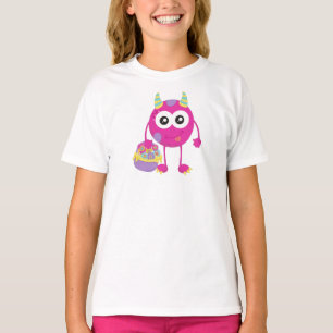 lentemonster, roze monster, paarden, bloemen t-shirt
