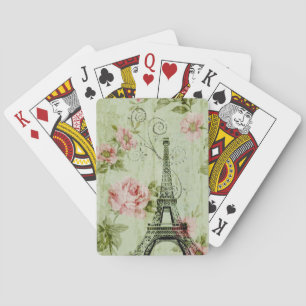 lentemunt roze florale paris eiffeltoren pokerkaarten