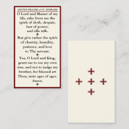 Lenten Prayer of St. Ephraim de Syrische minikaart Visitekaartje