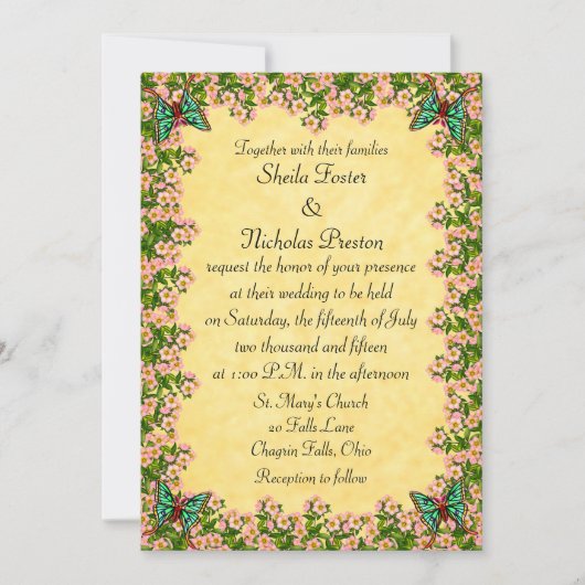 Lenten Roos Garden Wedding Invitation Kaart (Voorkant)