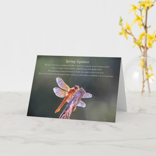 Lentenequinox met Libelle en Zegen Kaart (Gele Bloem)