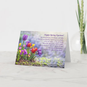 Lentenequinox met mooie kleurrijke tulpen gedicht kaart