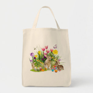 Lentenzak met bloemen voor Pasen eieren zoeken Tote Bag